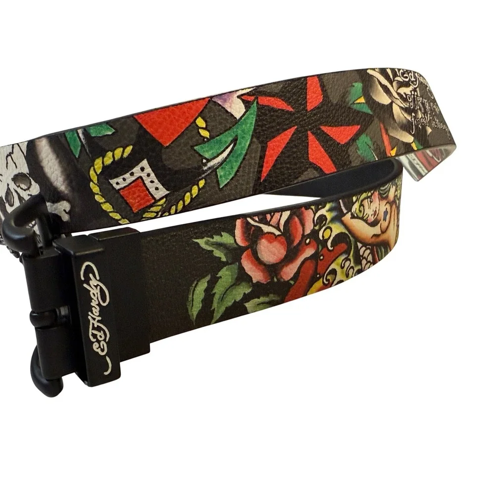 Ed Hardy Belt Mens 34 Tattoo Graphic NWT